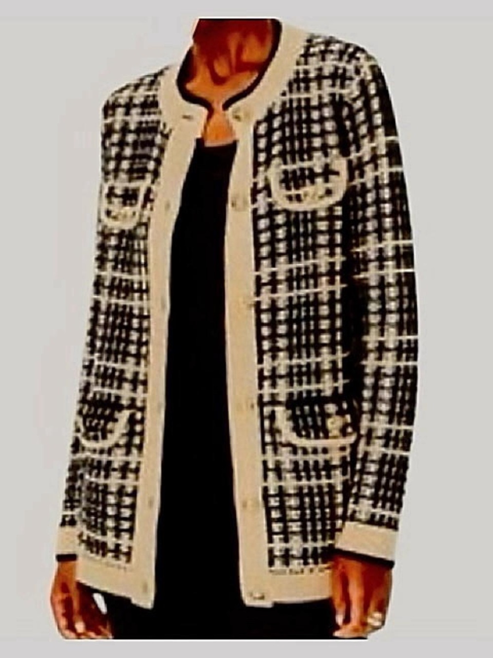 Ann Taylor Cardigan Metallic Plaid Size Large